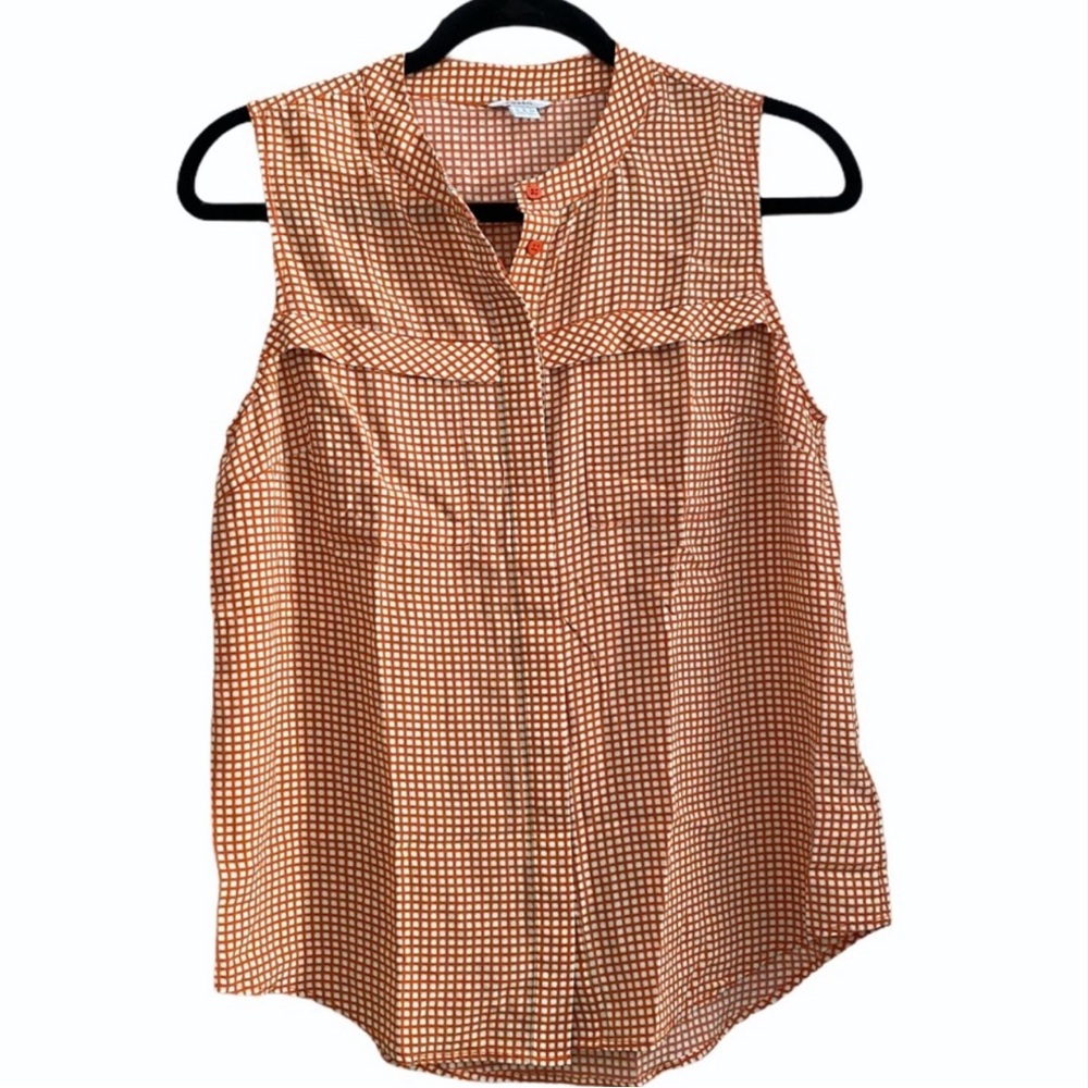 Fossil Burnt Orange Silk Sleeveless Blouse Size 4